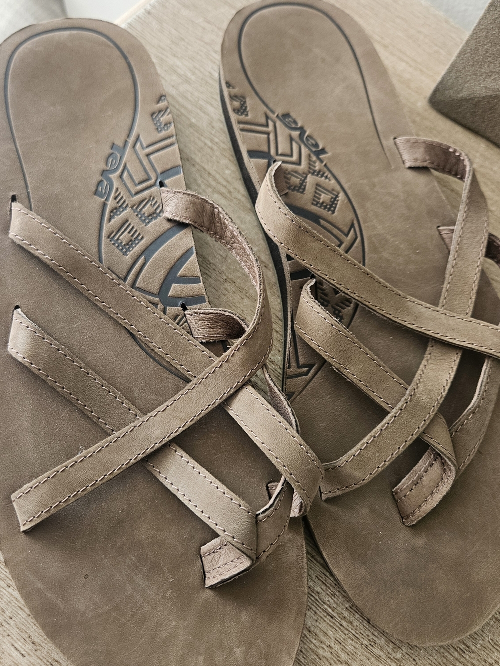 Teva Brown Strappy Slide Sandals